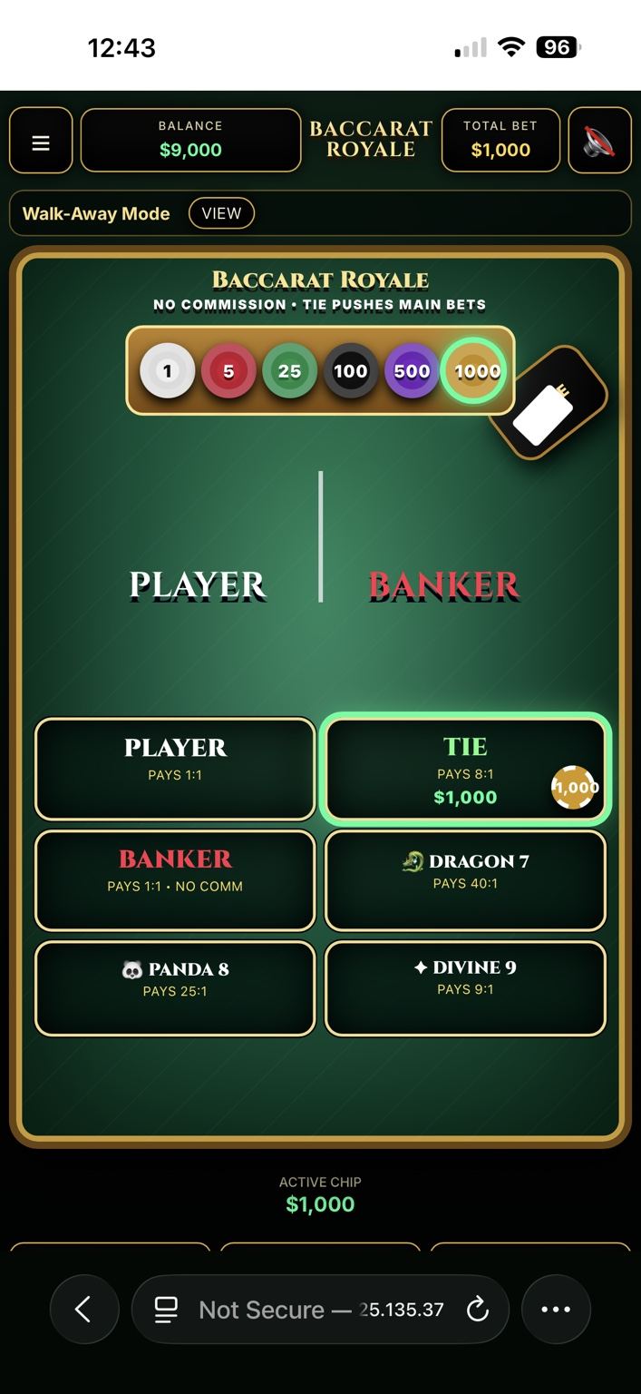 Baccarat table win celebration photo